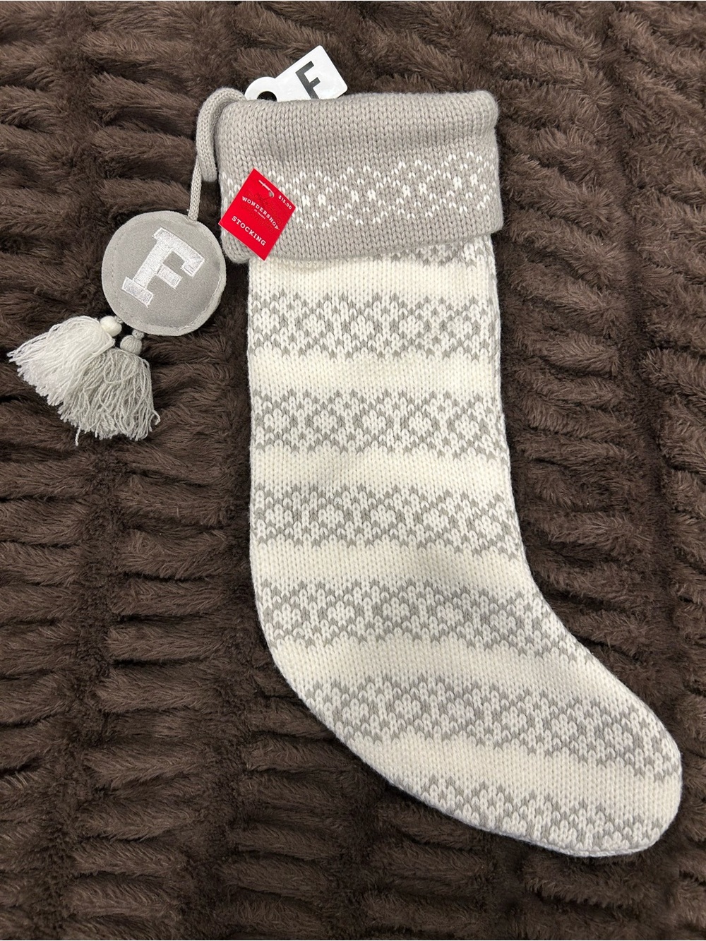 Wondershop Target Monogram F Knit Christmas Stocking NWT